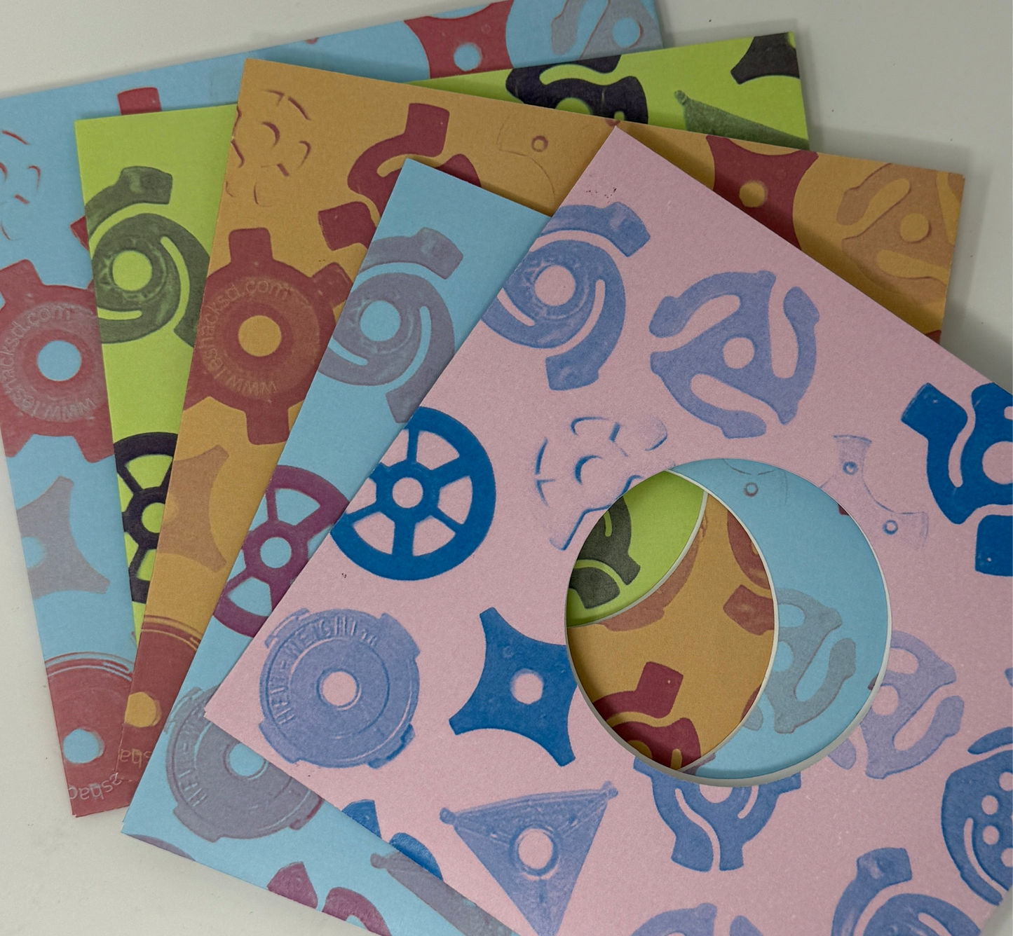 Adapter Print Pastel Edition - Handmade Heavy-Duty Cardstock Sleeves for 7” Records - set of 7