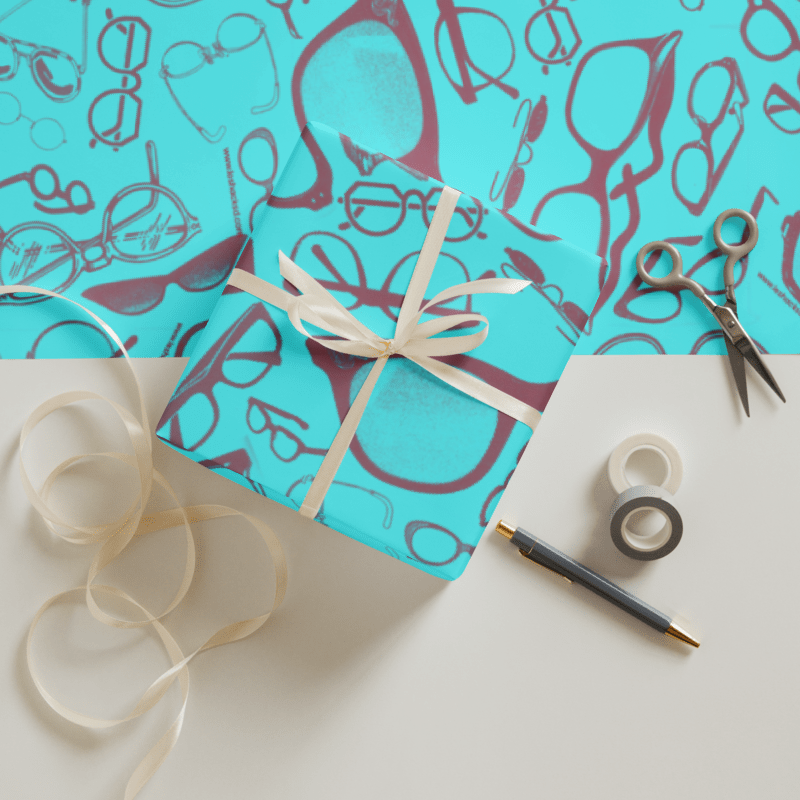 Glasses Print Wrapping Paper Sheets - 3 Different Colors!