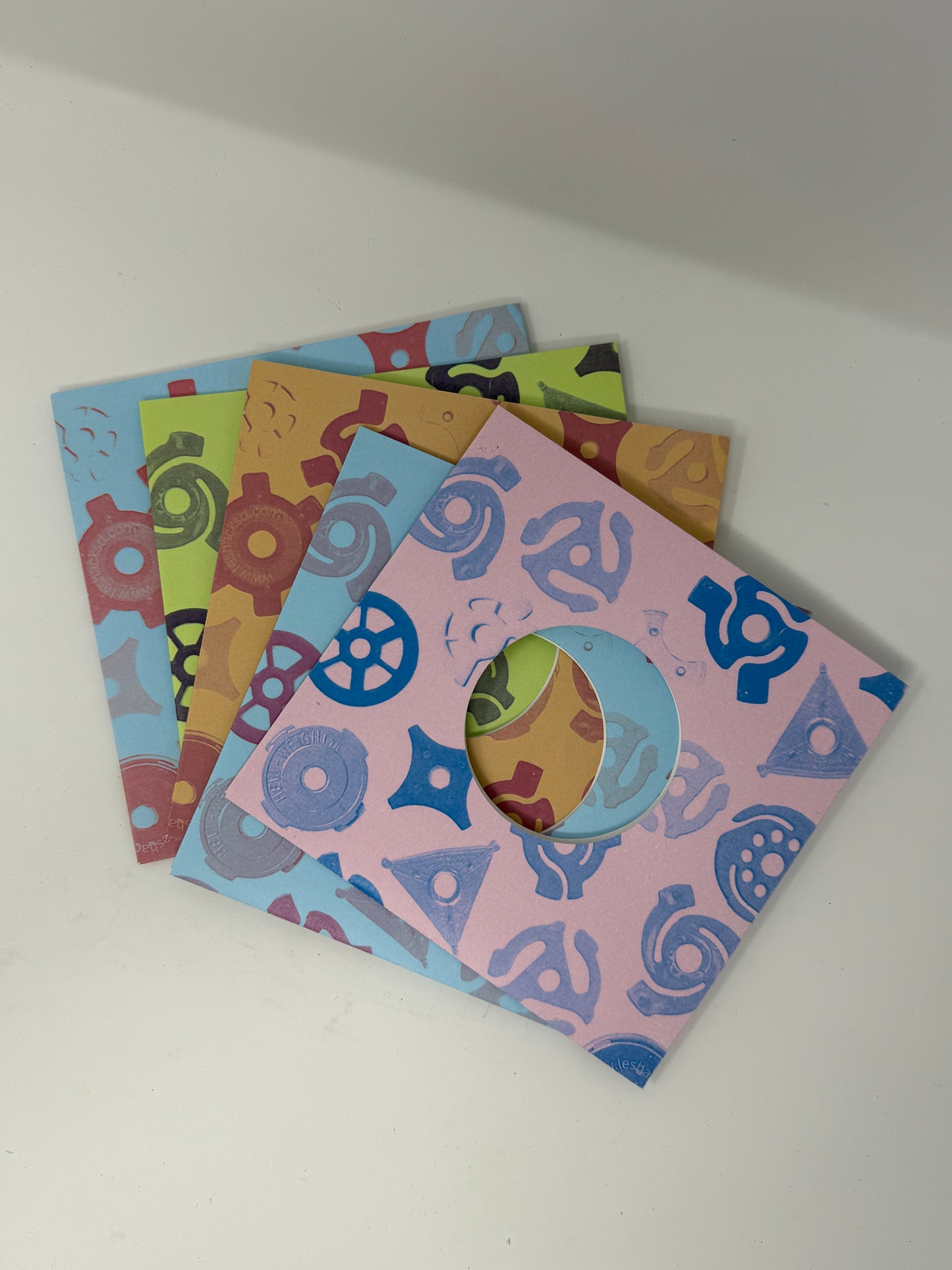 Adapter Print Pastel Edition - Handmade Heavy-Duty Cardstock Sleeves for 7” Records - set of 7