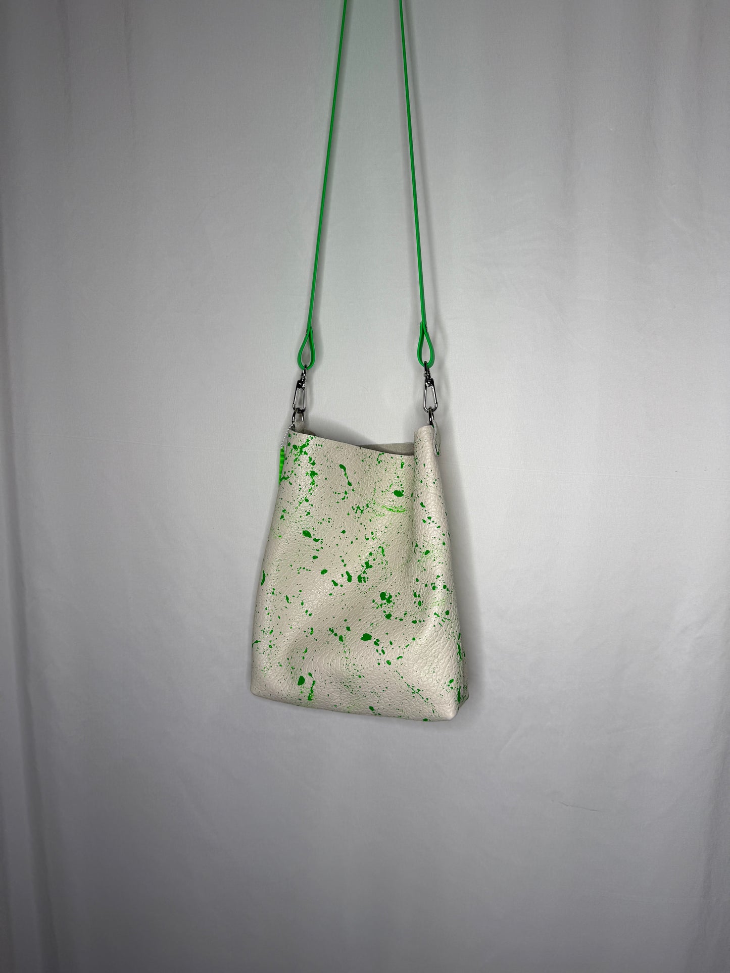 Neon Green Splatter Leather Crossbody Bag