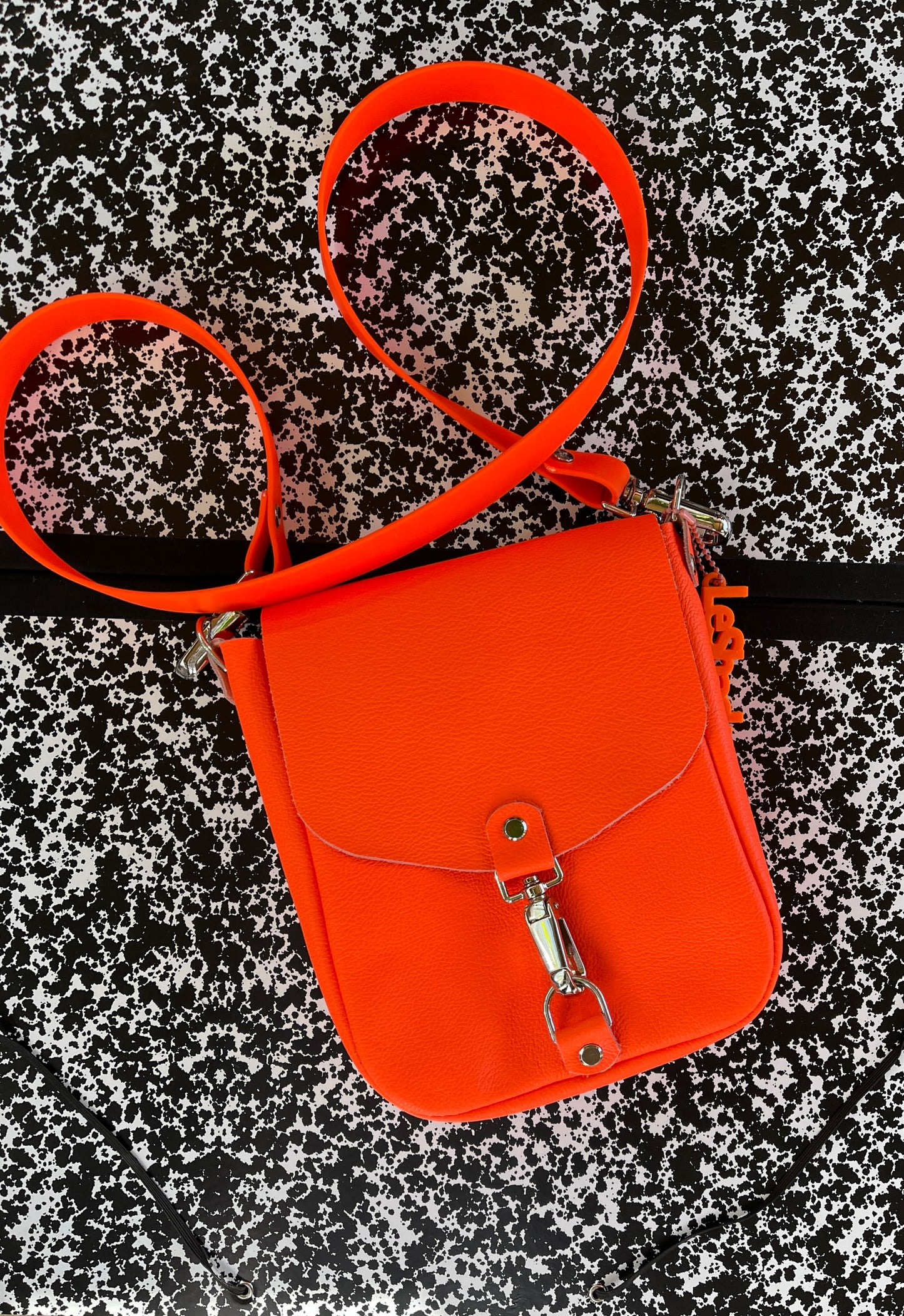 Neon Orange Flap Crossbody Bag