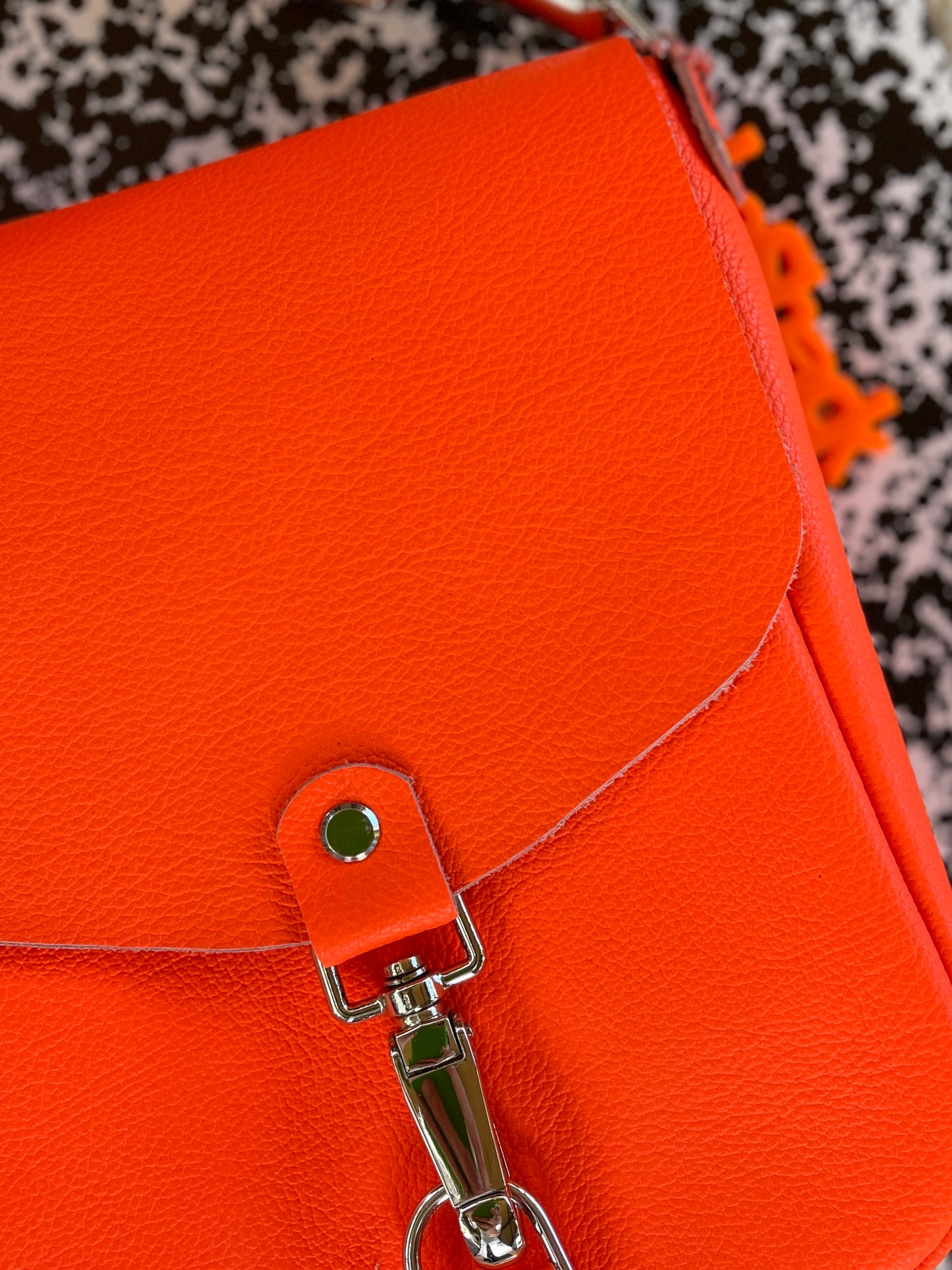 Neon Orange Flap Crossbody Bag