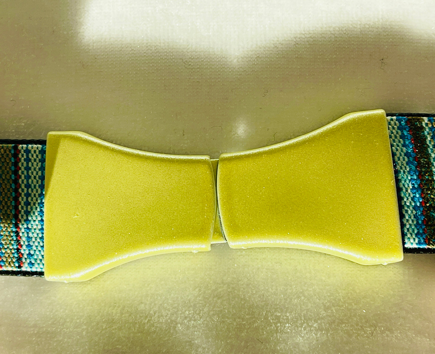 Vintage 80's Pastel Enamel Buckle Narrow Woven Belt  -  Assorted Colors/Sizes