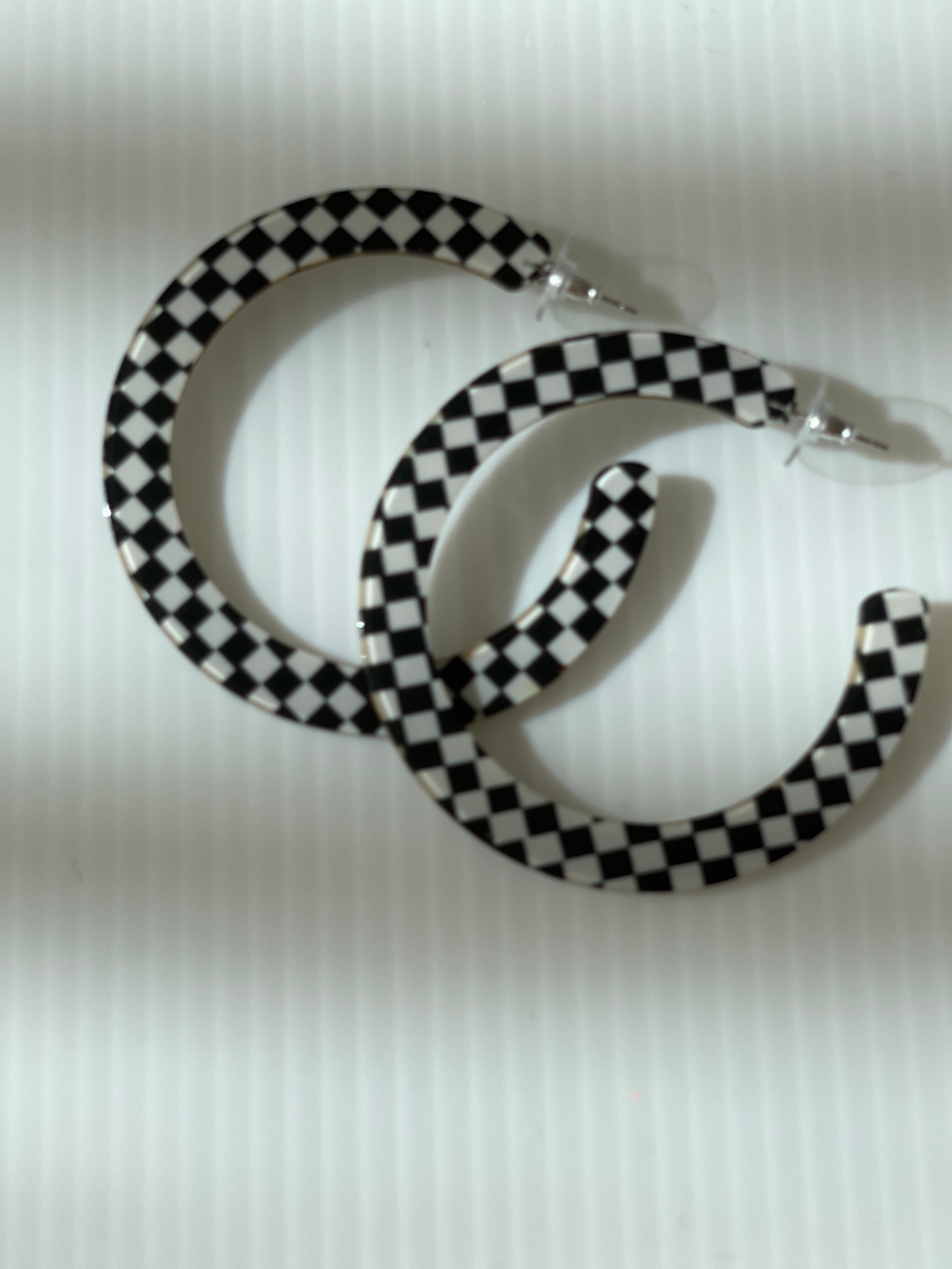 Fantastic Plastic Jumbo Checkerboard Hoop Earrings