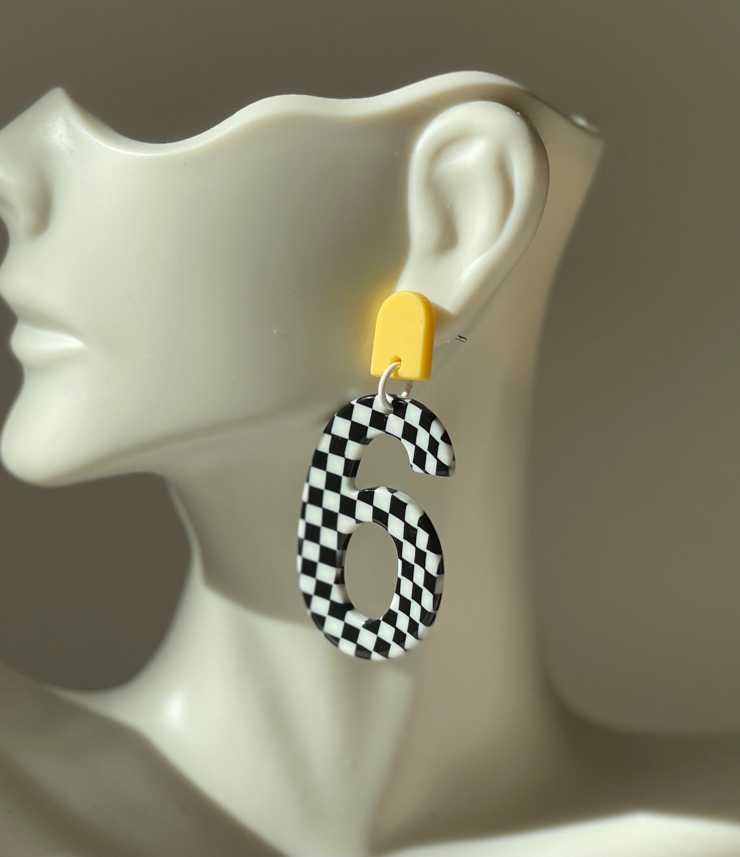 Year-rings - checkerboard number earrings