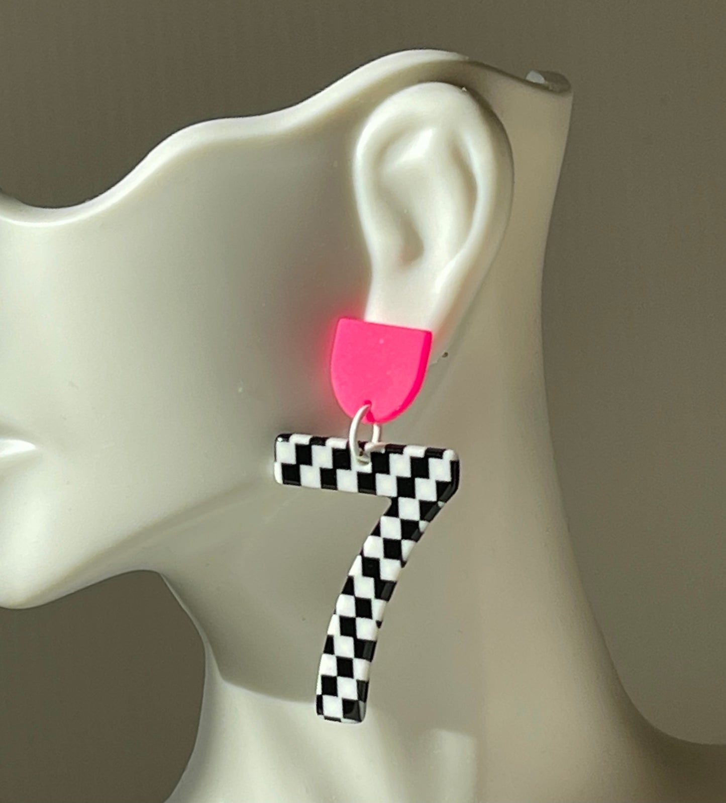 Year-rings - checkerboard number earrings